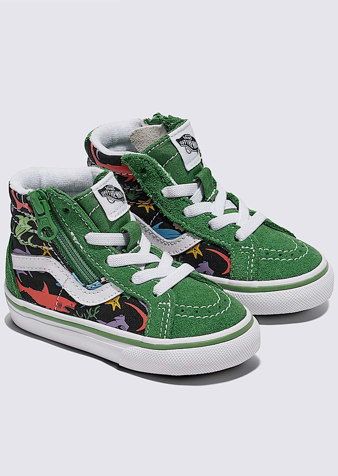 Vans Toddler Sk8-hi Reissue Side Zip Shoes Glow Sharks Green/Multi
