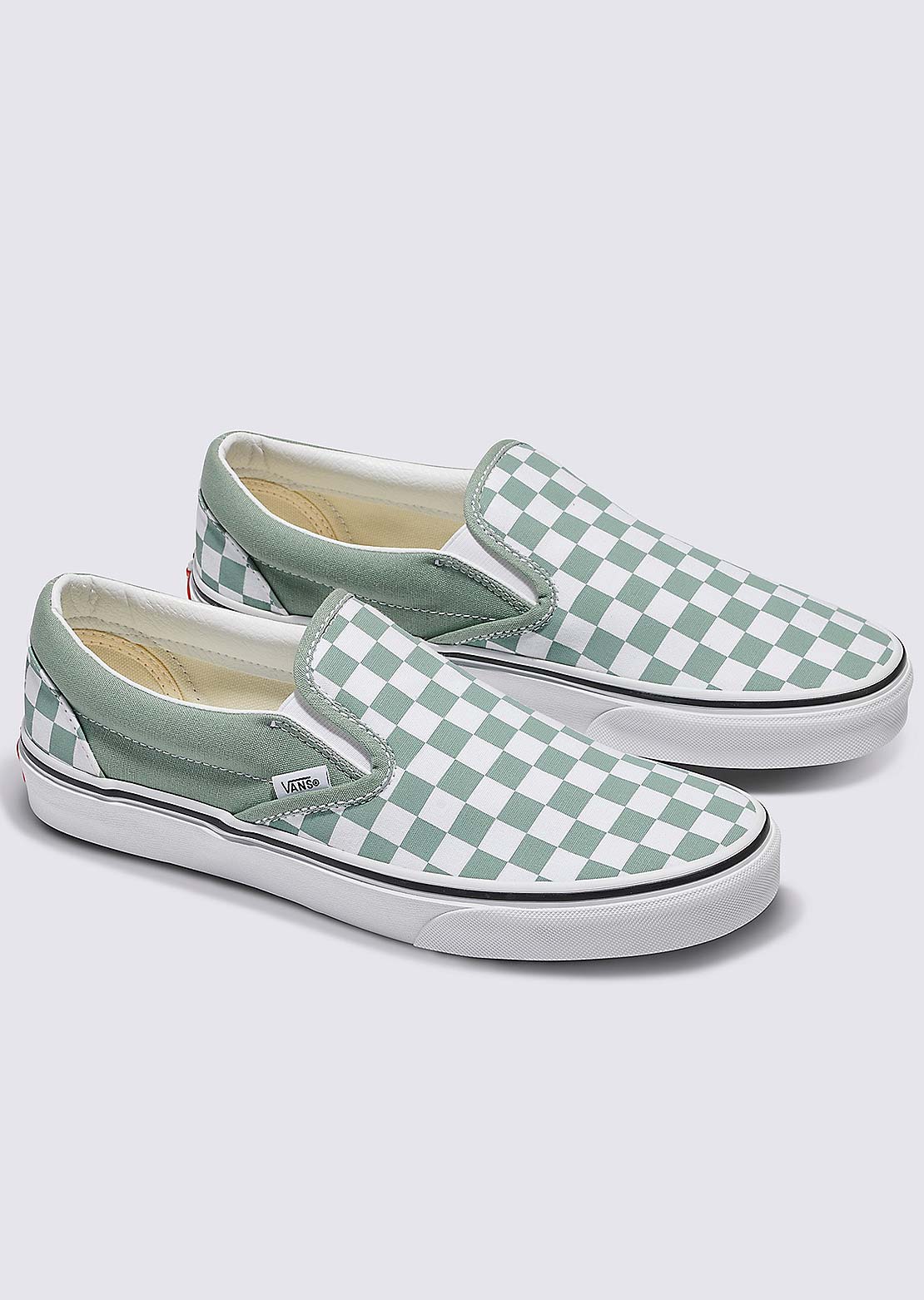 Vans Unisex Classic Slip-On Shoes Checkerboard Iceberg Green