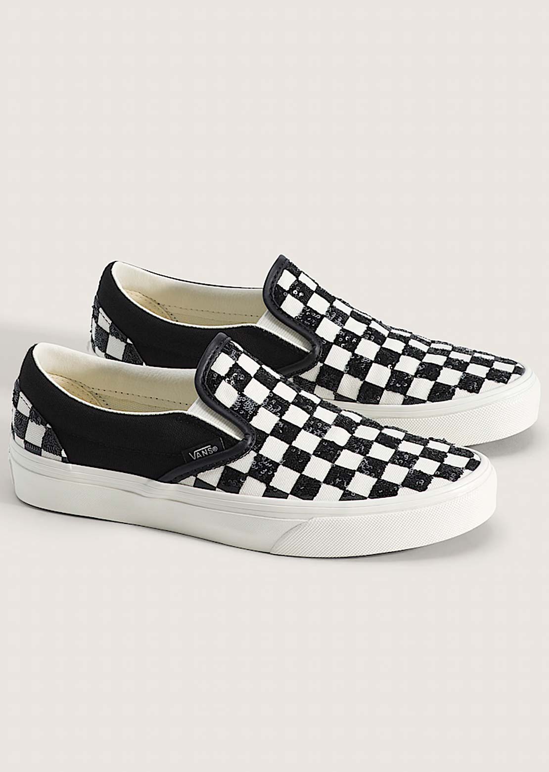 Vans Unisex Classic Slip-On Shoes Beaded Checkerboard