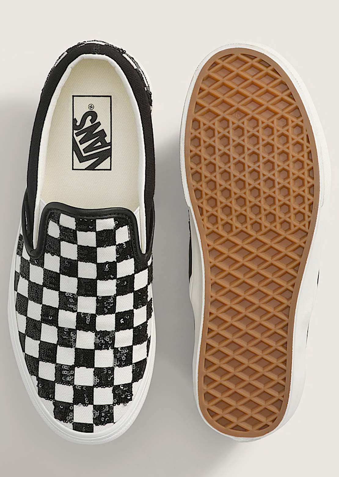 Vans Unisex Classic Slip-On Shoes Beaded Checkerboard