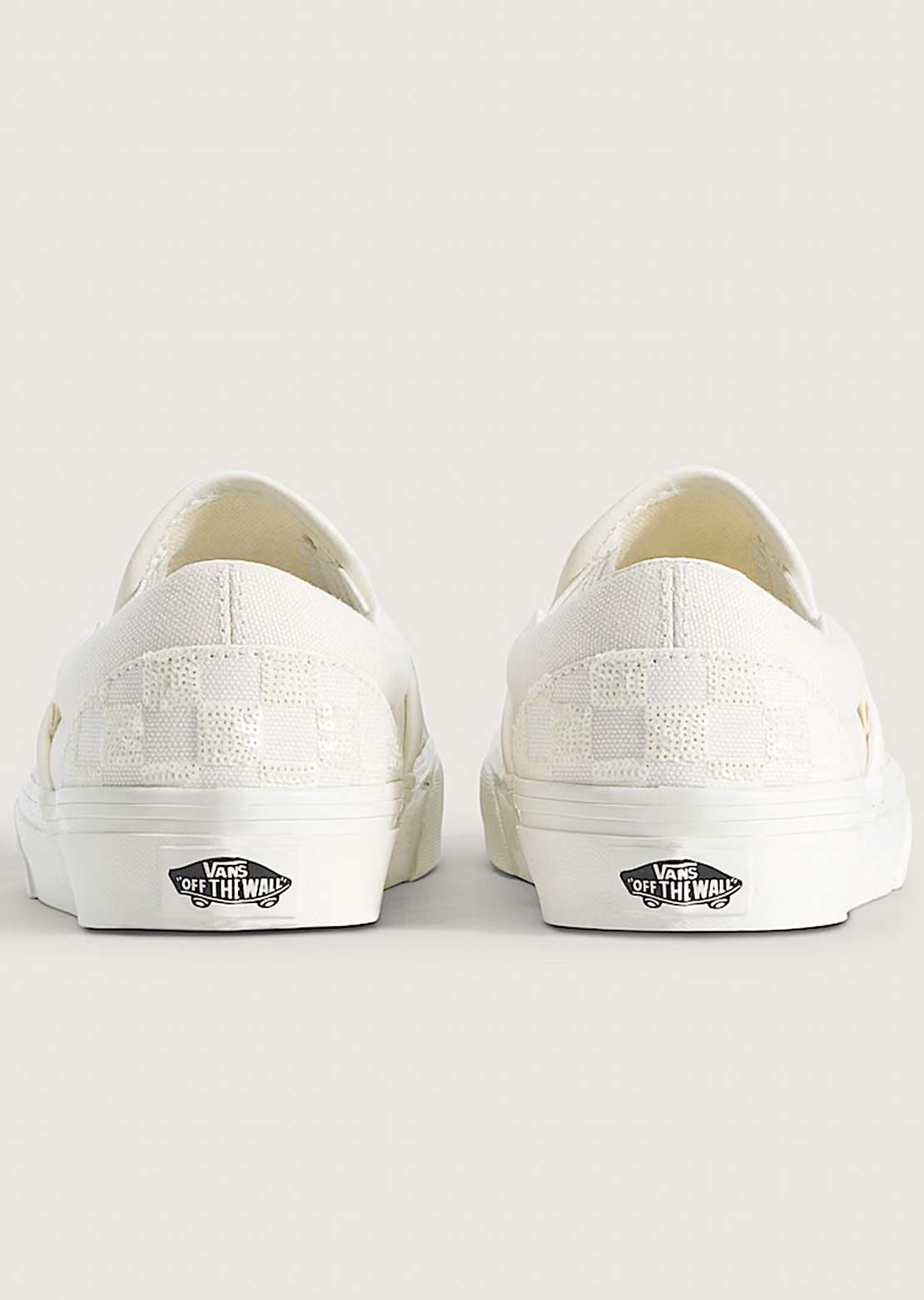 Vans Unisex Classic Slip-On Shoes Beaded White Checkerboard