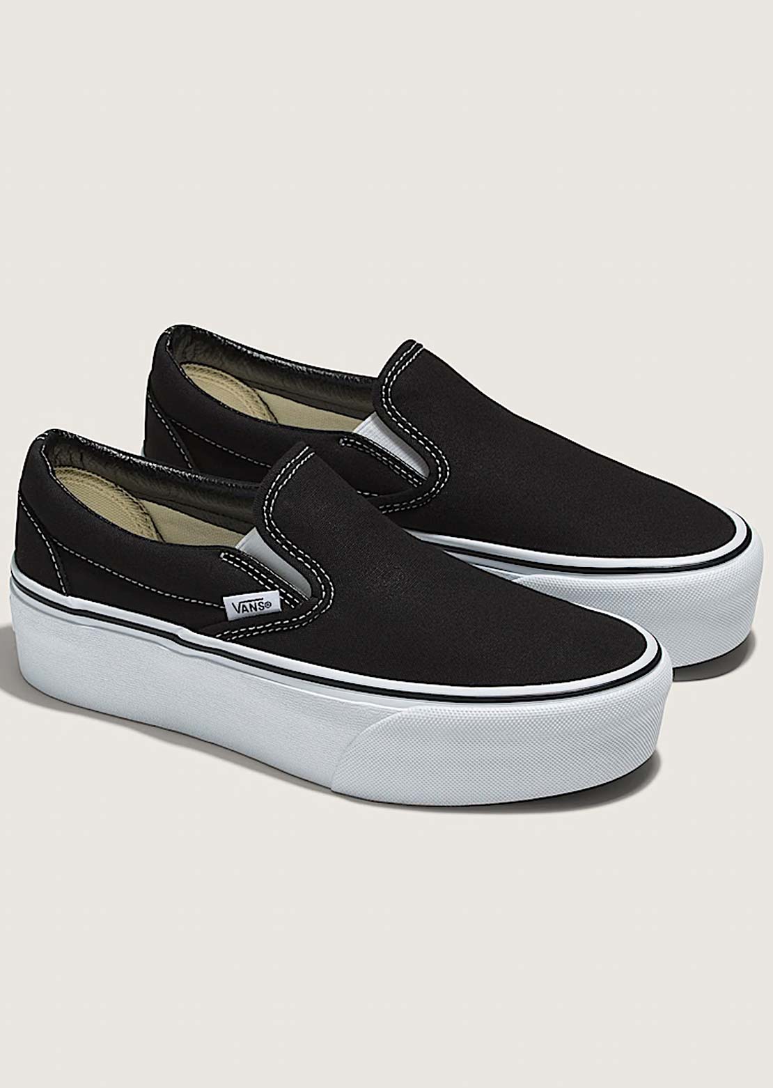 Vans Unisex Classic Slip-On Stackform Shoes Black/True White