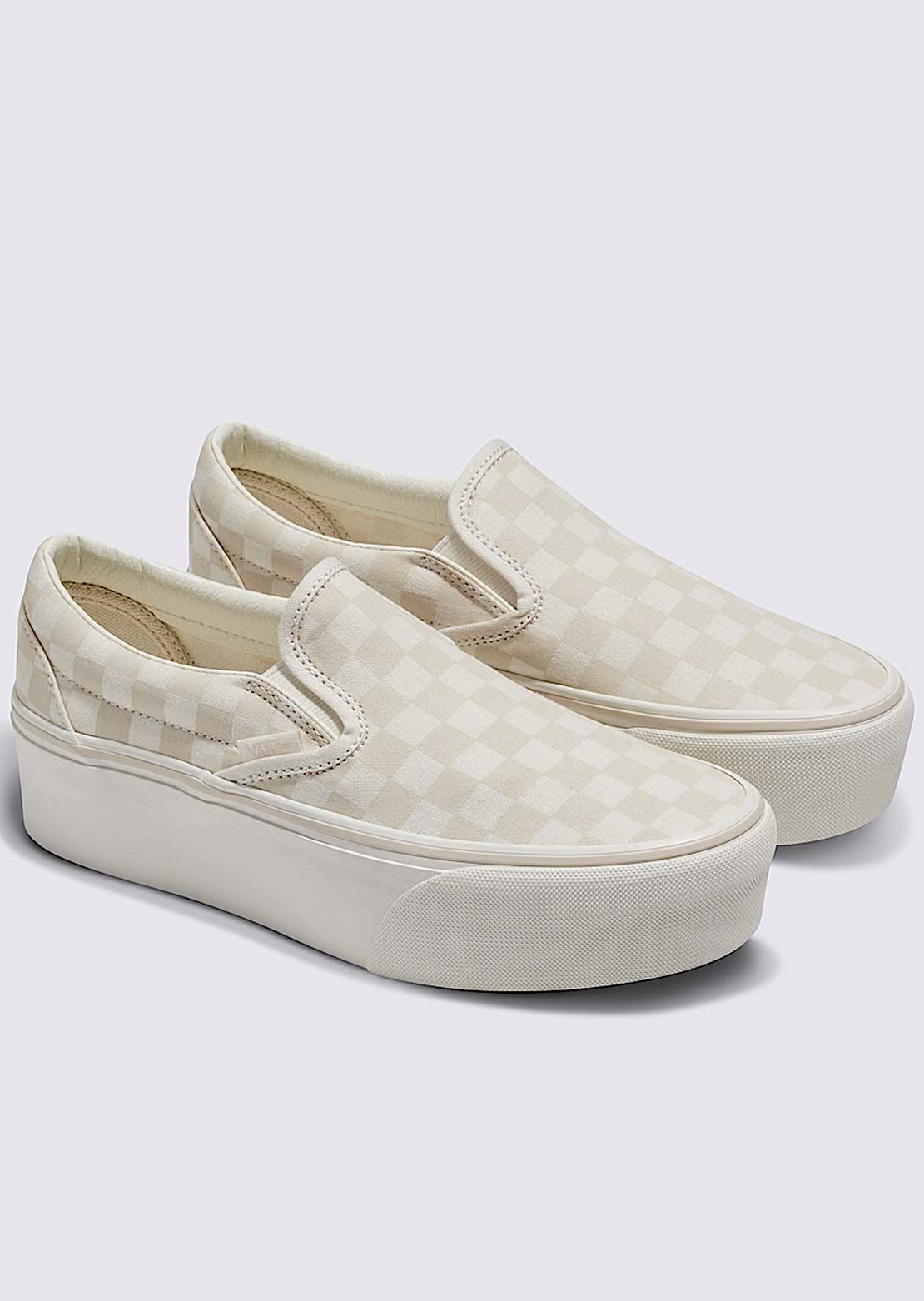 Vans Unisex Classic Slip-On Stackform Shoes Checkerboard Marshmallow/Turtledove