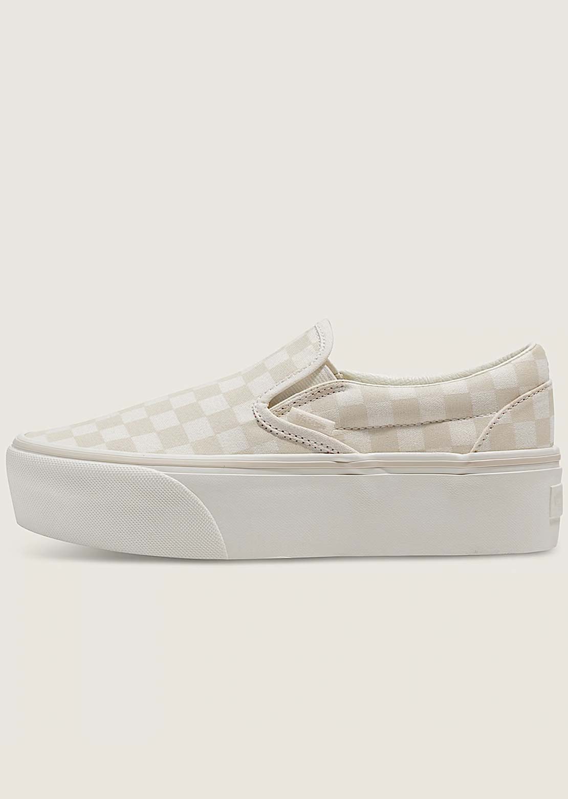 Vans Unisex Classic Slip-On Stackform Shoes Checkerboard Marshmallow/Turtledove