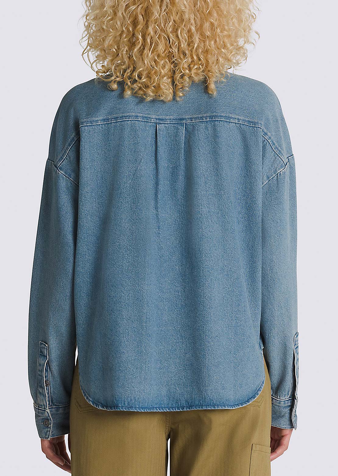 Vans Women's Antica Boxy Denim Long Sleeve Shirt Stone Wash
