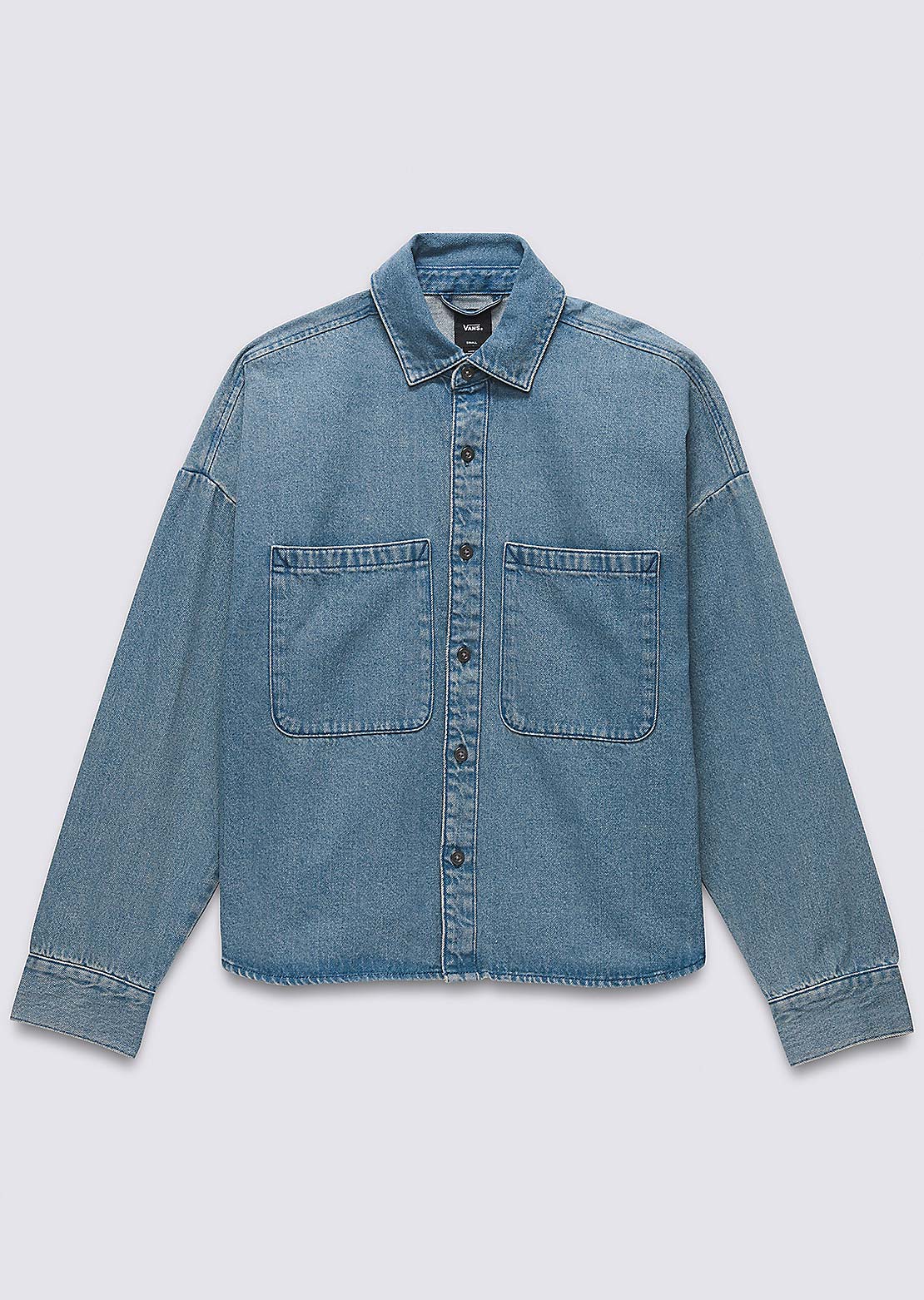 Vans Women's Antica Boxy Denim Long Sleeve Shirt Stone Wash