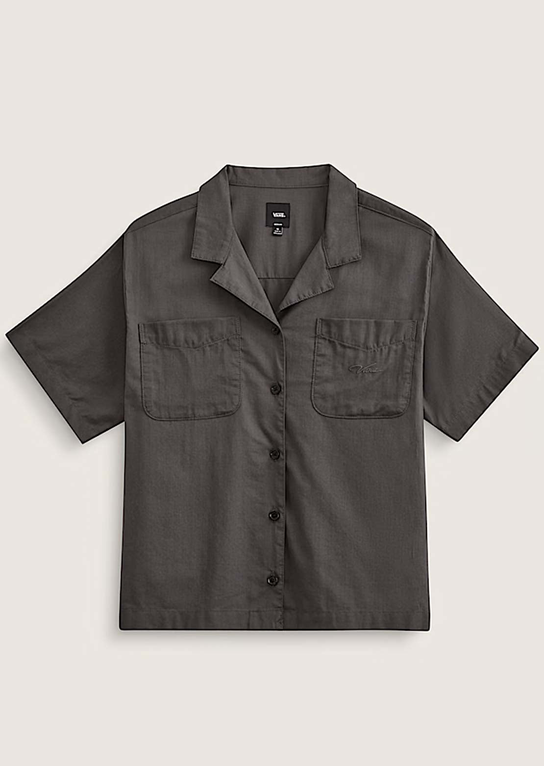 Vans Women's Cassidy Camp Button Up Shirt Asphalt