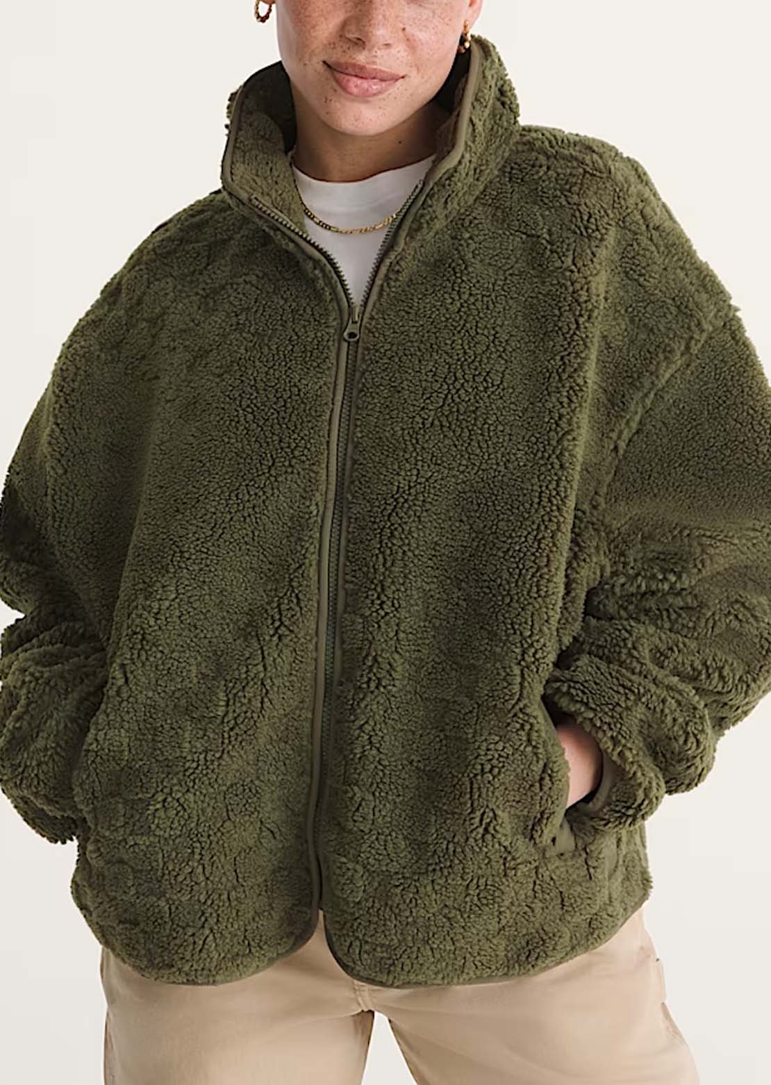 Vans Women's Queens High Pile Jacket Mossy Olive