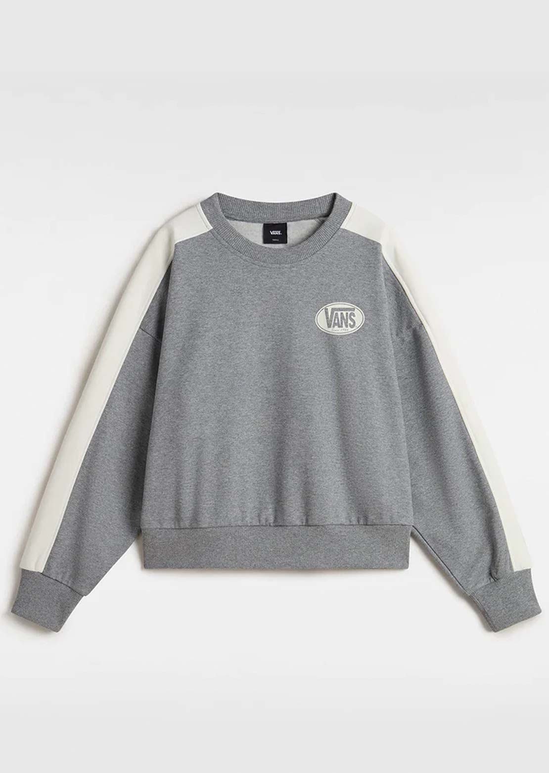Vans Women's Retro Color Block Crewneck Sweatshirt Cement Heather