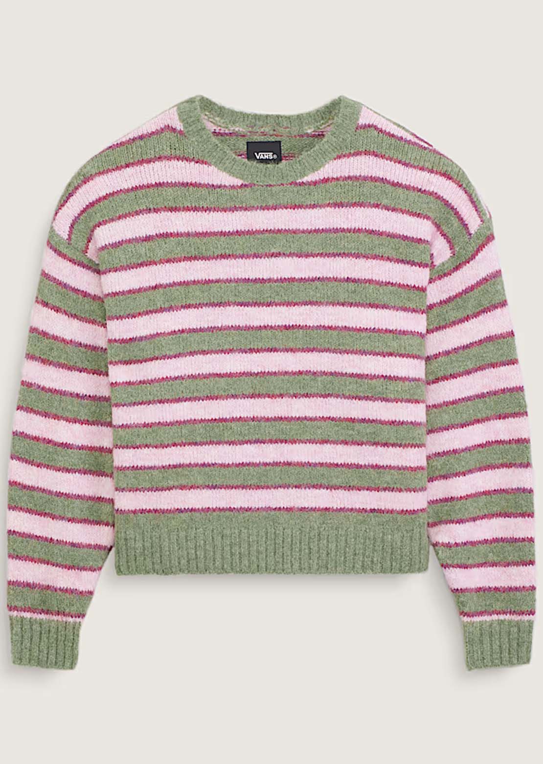Vans Women's Rollins Stripe Sweater Green Balsam/Mystic Mulberry