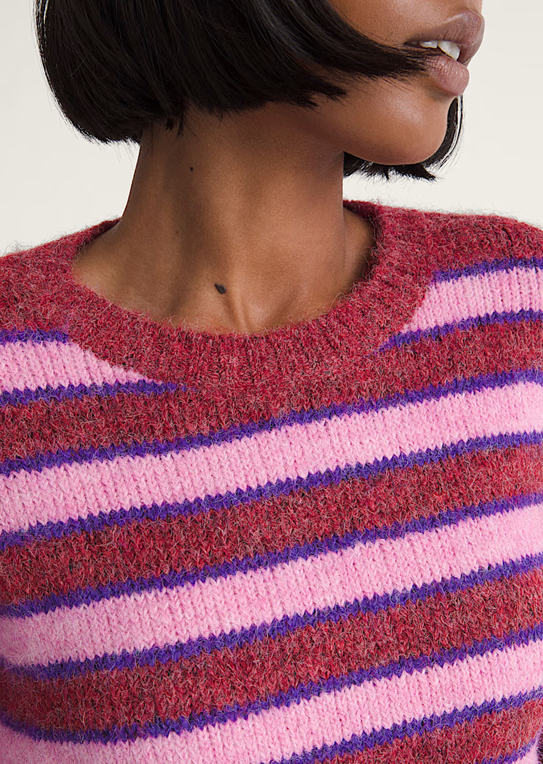 Vans Women's Rollins Stripe Sweater Poppy Ember/Purple Licorice