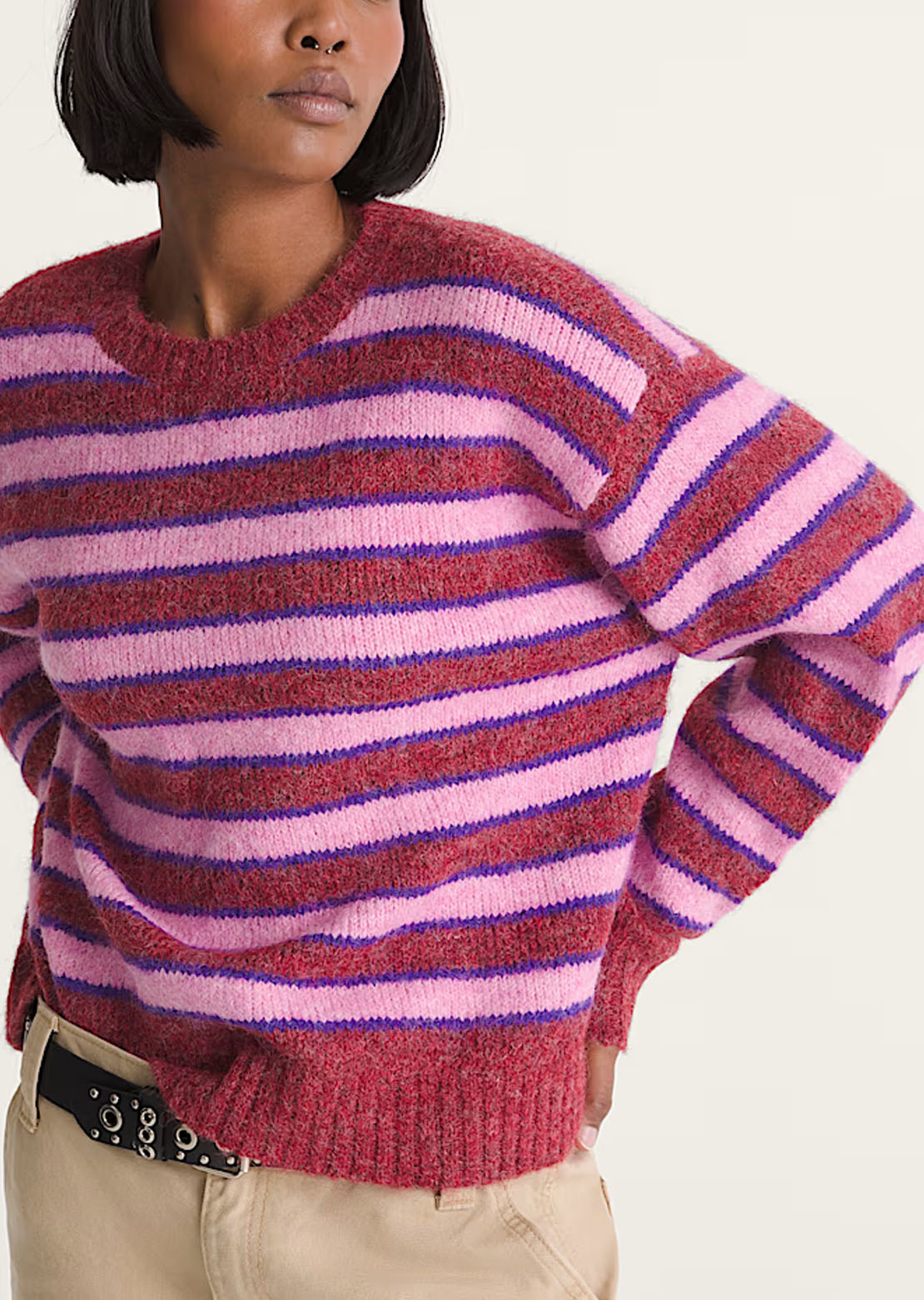 Vans Women's Rollins Stripe Sweater Poppy Ember/Purple Licorice