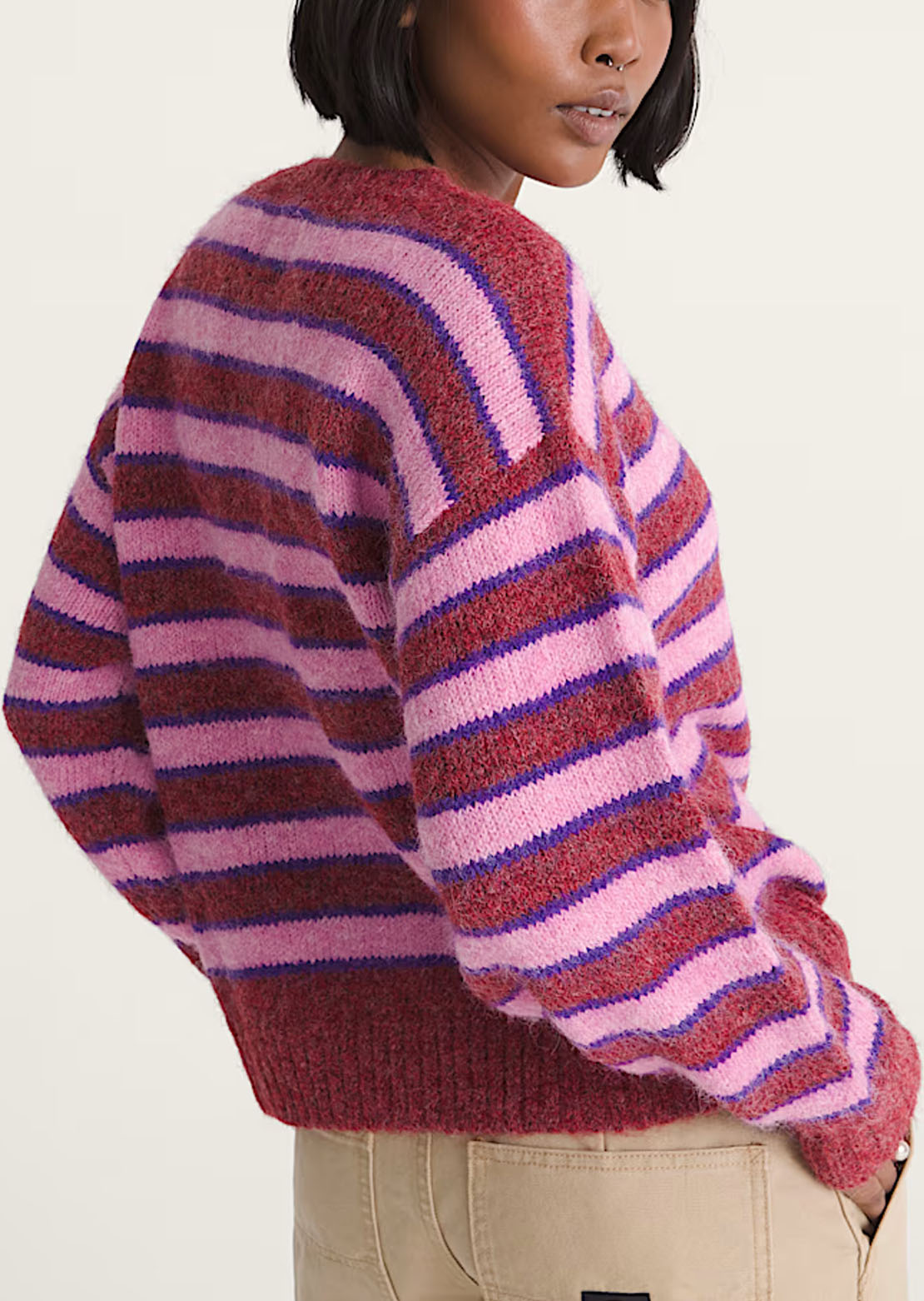 Vans Women's Rollins Stripe Sweater Poppy Ember/Purple Licorice