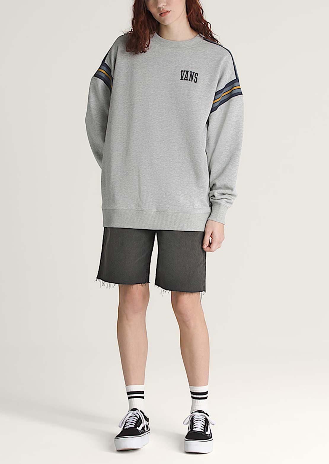 Vans Women's Stadium Oversized Crewneck Sweatshirt Cement Heather