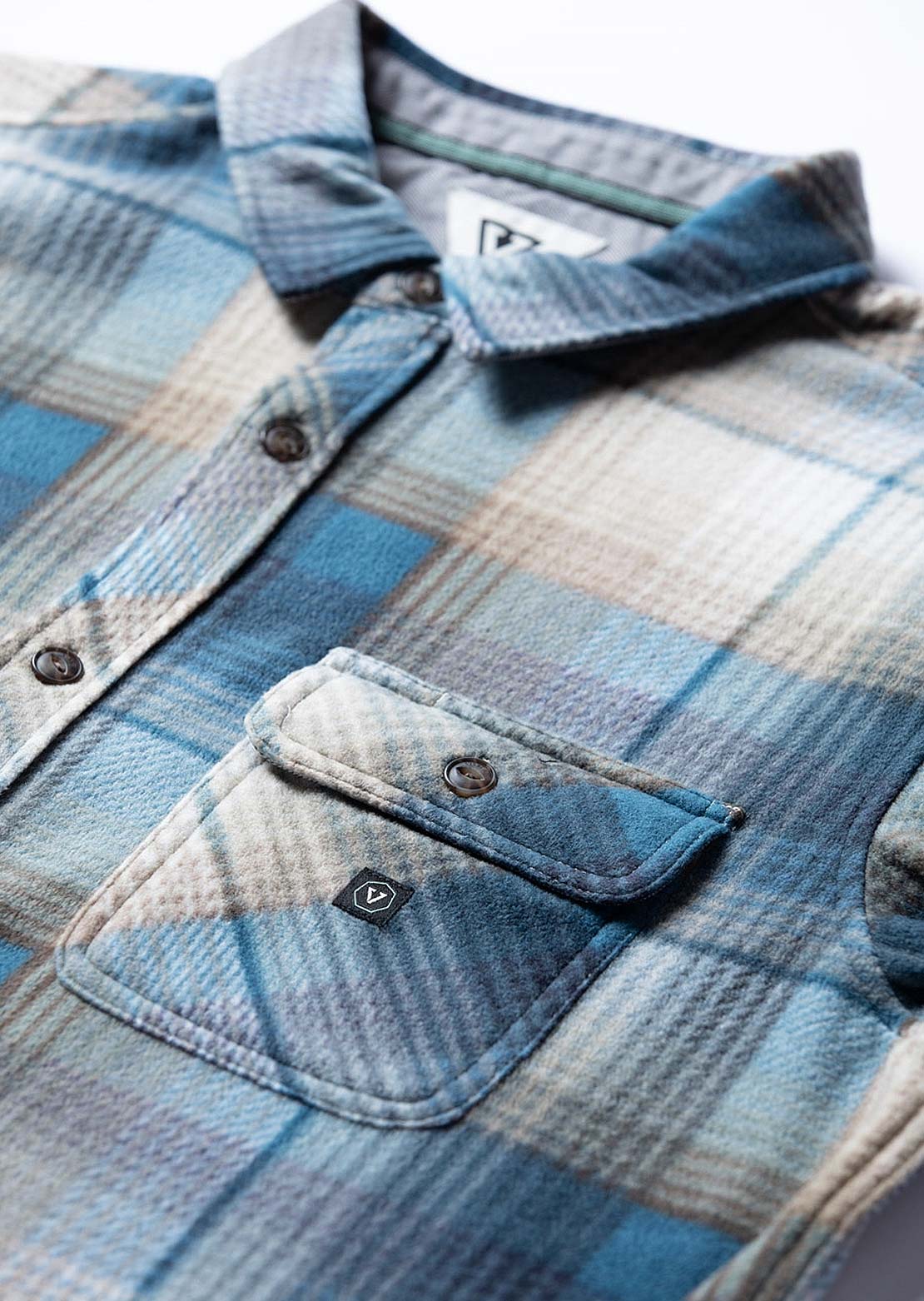 Vissla Men's Eco-Zy LS Polar Flannel Button Up Shirts Sea Water