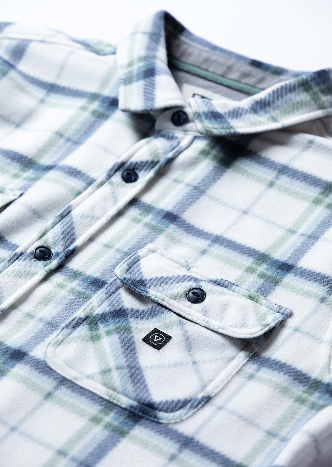 Vissla Men's Eco-Zy LS Polar Flannel Button Up Shirts Vintage White