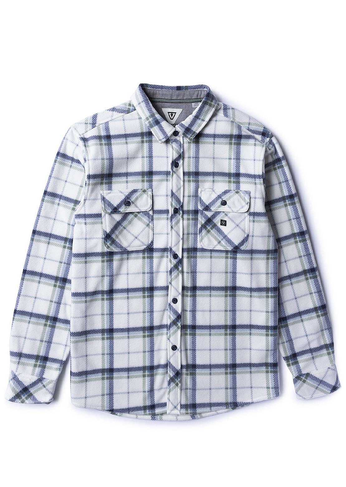 Vissla Men's Eco-Zy LS Polar Flannel Button Up Shirts Vintage White