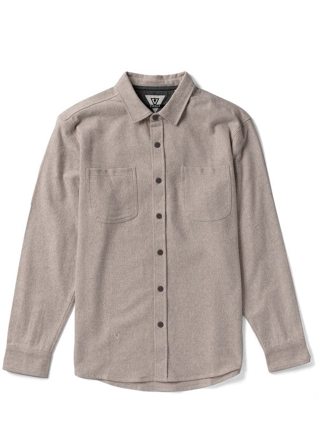 Vissla Men's Shaper Eco LS Flannel Button Up Shirts Dark Sand