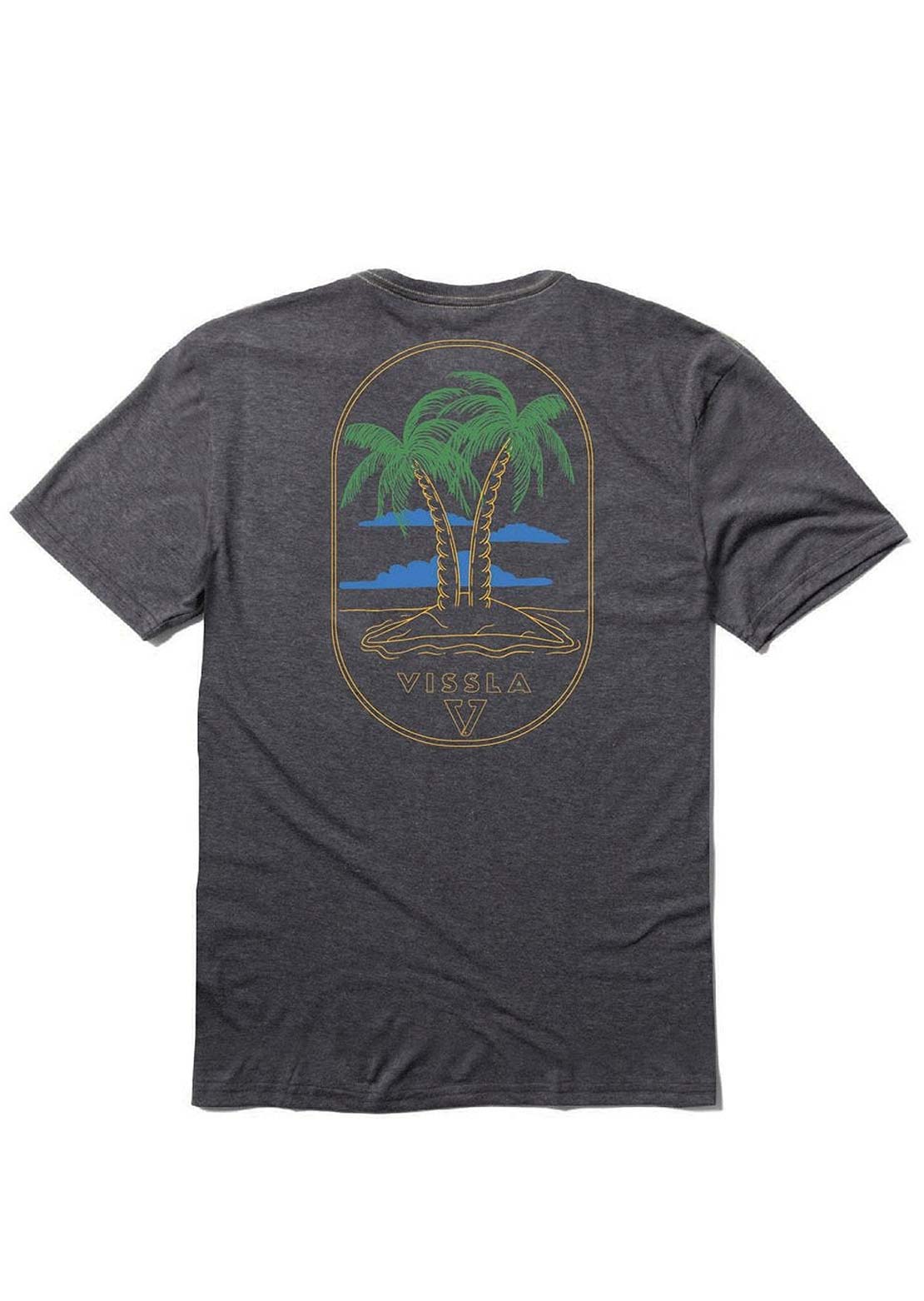 Vissla Men's Twin Palms Comp Lite Eco Drirelease T-Shirt Black Heather