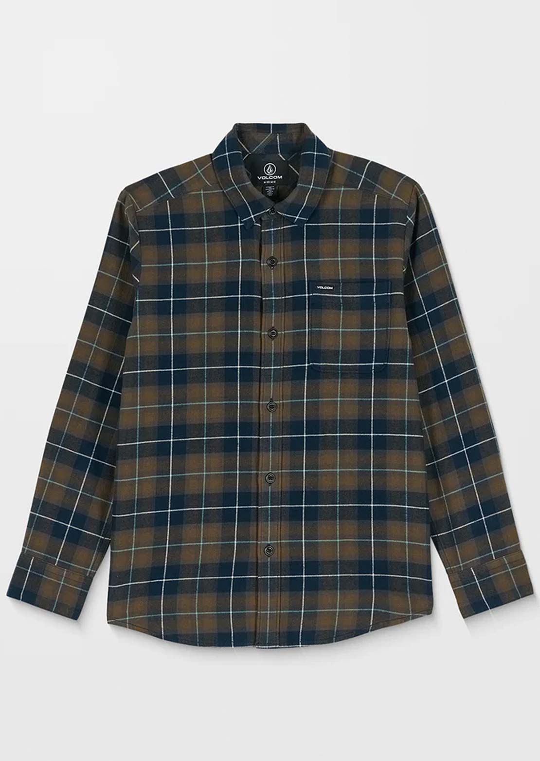 Volcom Junior Caden Plaid Long Sleeve Navy