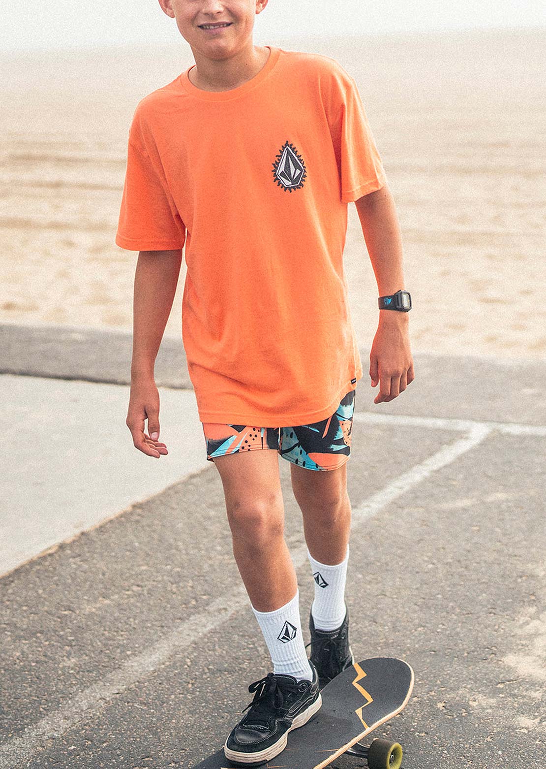 Volcom Junior Flamed SS T-Shirts Turbo Orange