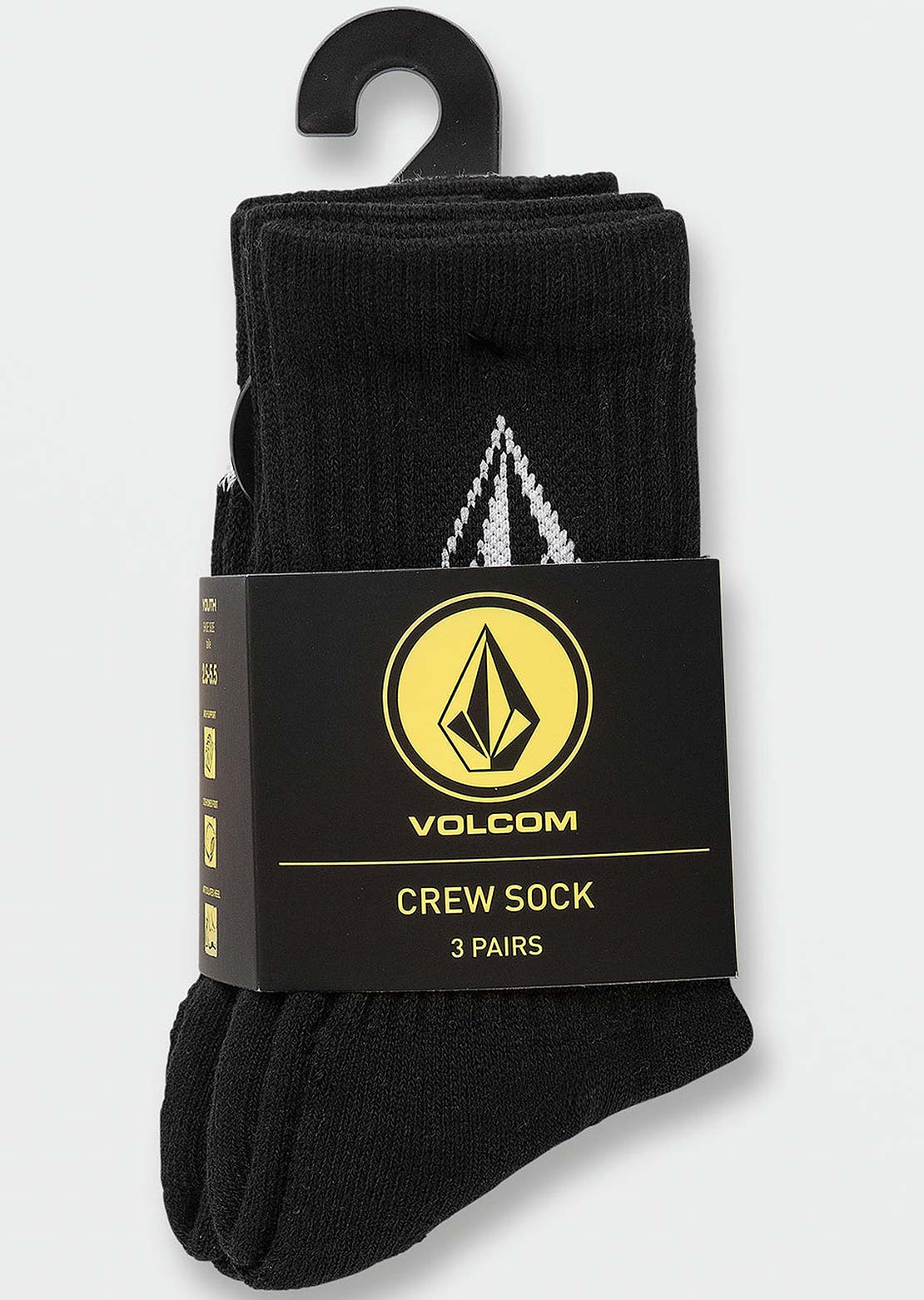 Volcom Junior Full Stone Socks - 3 Pack Black