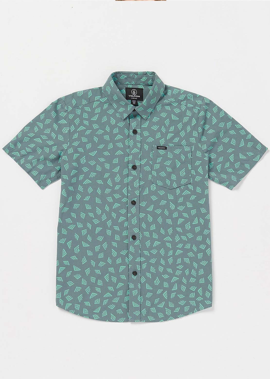 Volcom Junior Interstone SS Button Up Shirts Service Blue
