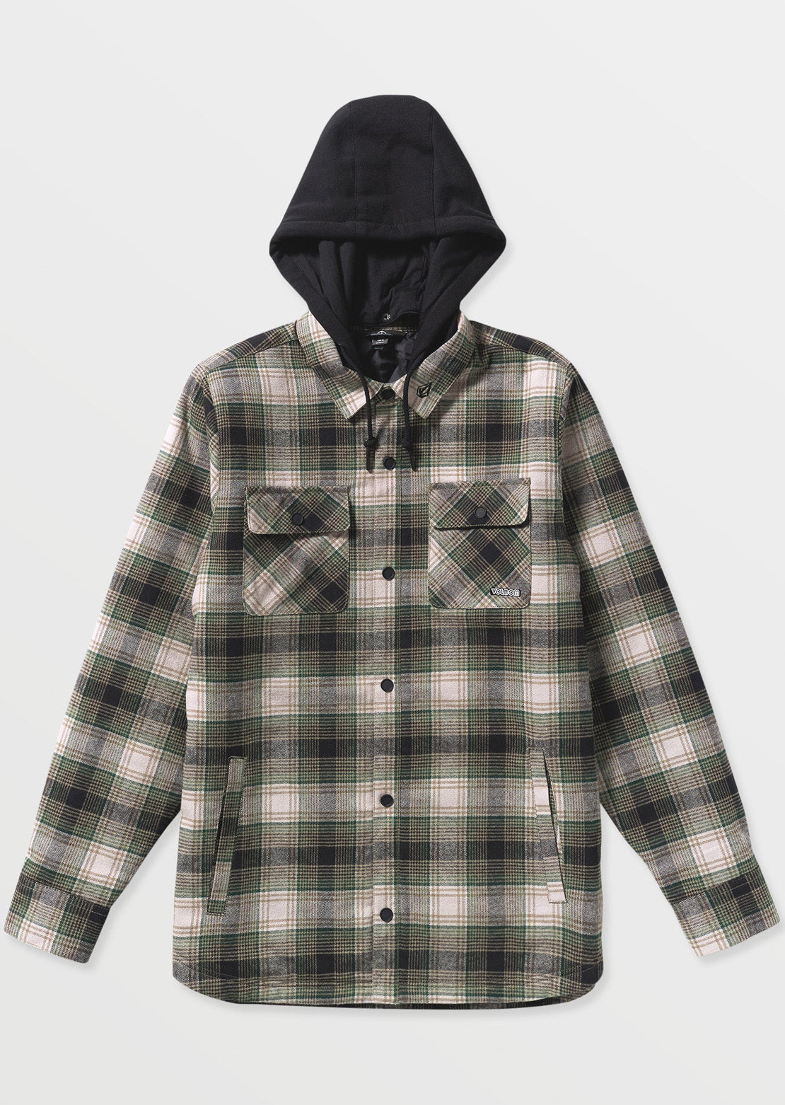 Volcom Men's Kenson Insulated Flannel Jacket Black Green