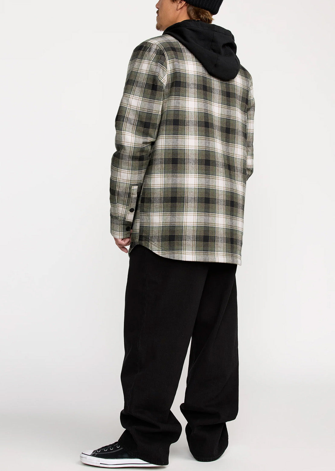 Volcom Men's Kenson Insulated Flannel Jacket Black Green