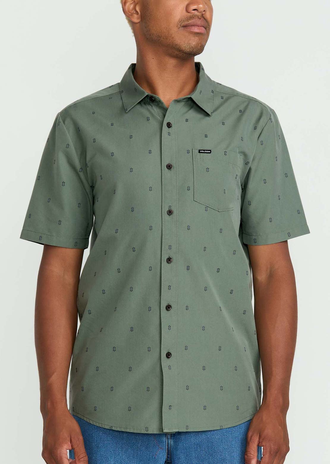 Volcom Men's Bankstone Button Up Shirt Light Olive