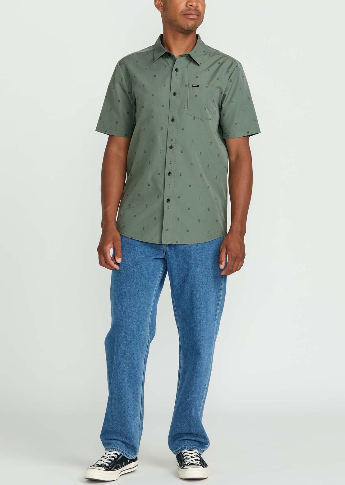 Volcom Men's Bankstone Button Up Shirt Light Olive