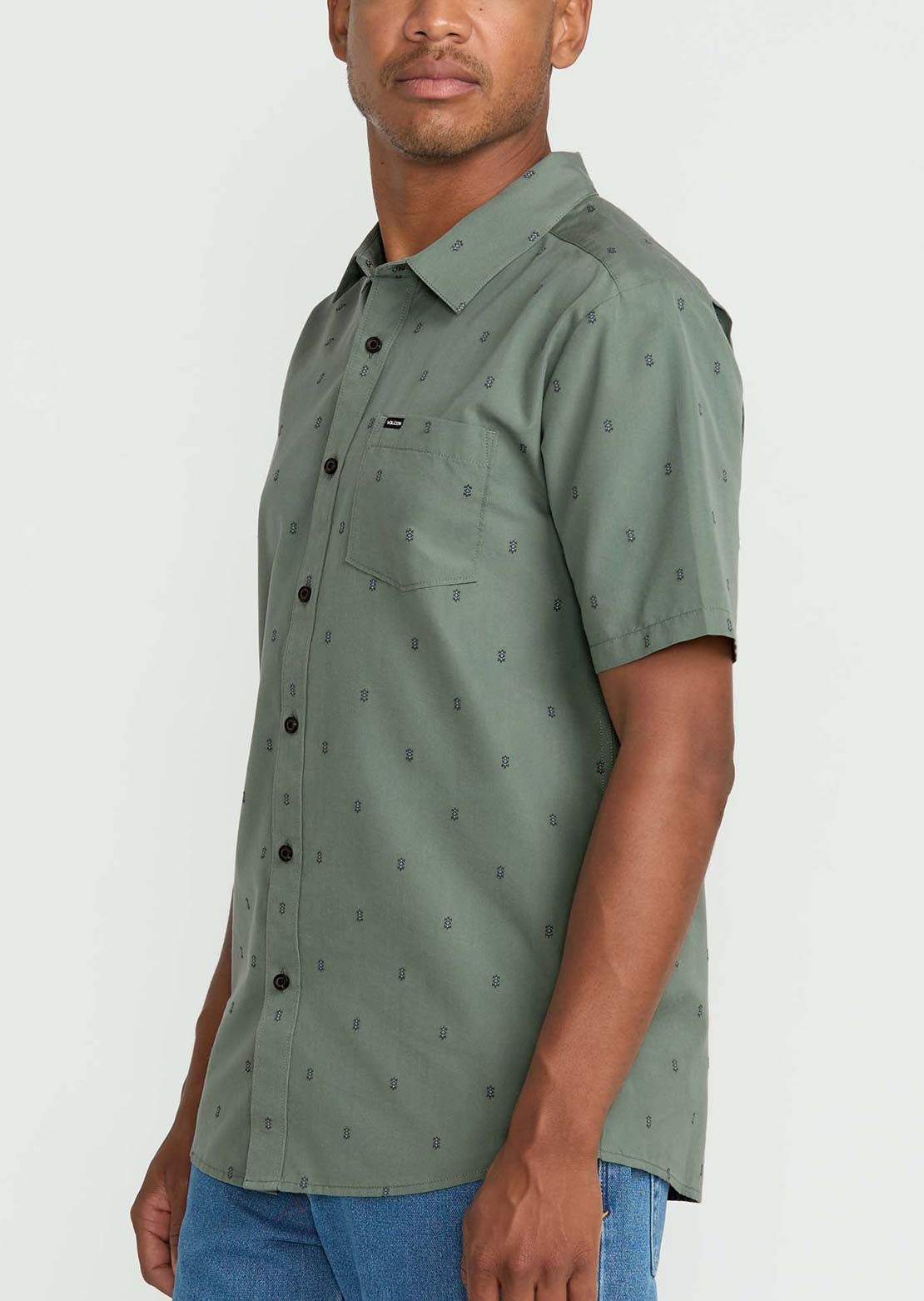 Volcom Men's Bankstone Button Up Shirt Light Olive