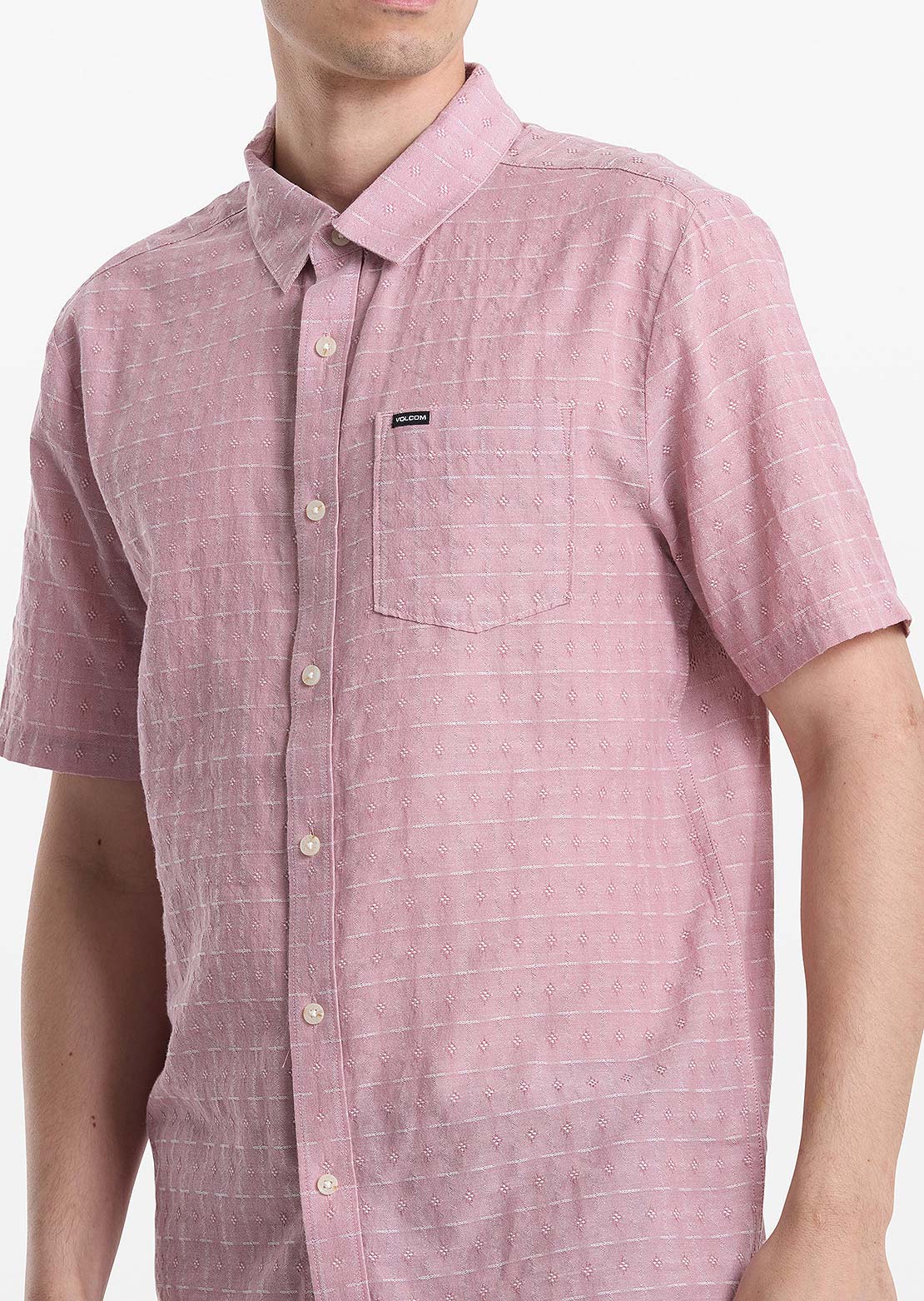Volcom Men's Bankstone II Button Up Shirt Stone Rose