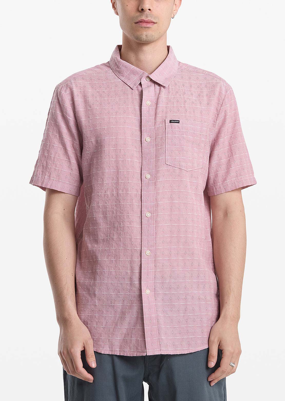 Volcom Men's Bankstone II Button Up Shirt Stone Rose