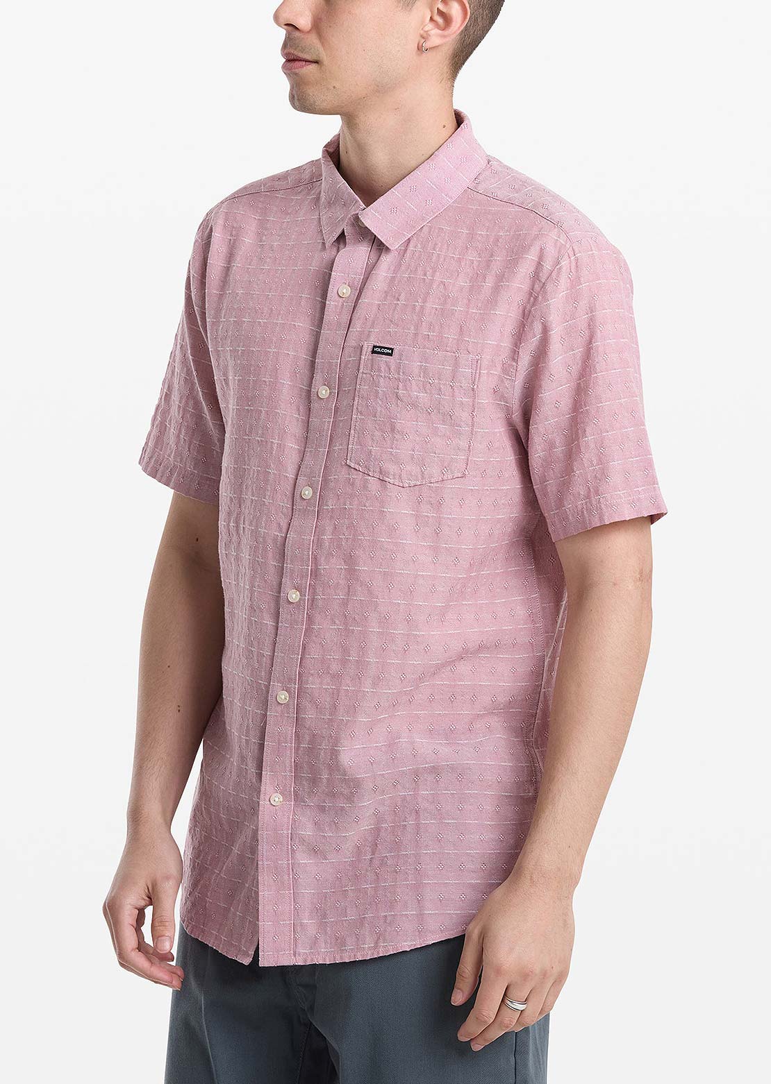 Volcom Men's Bankstone II Button Up Shirt Stone Rose