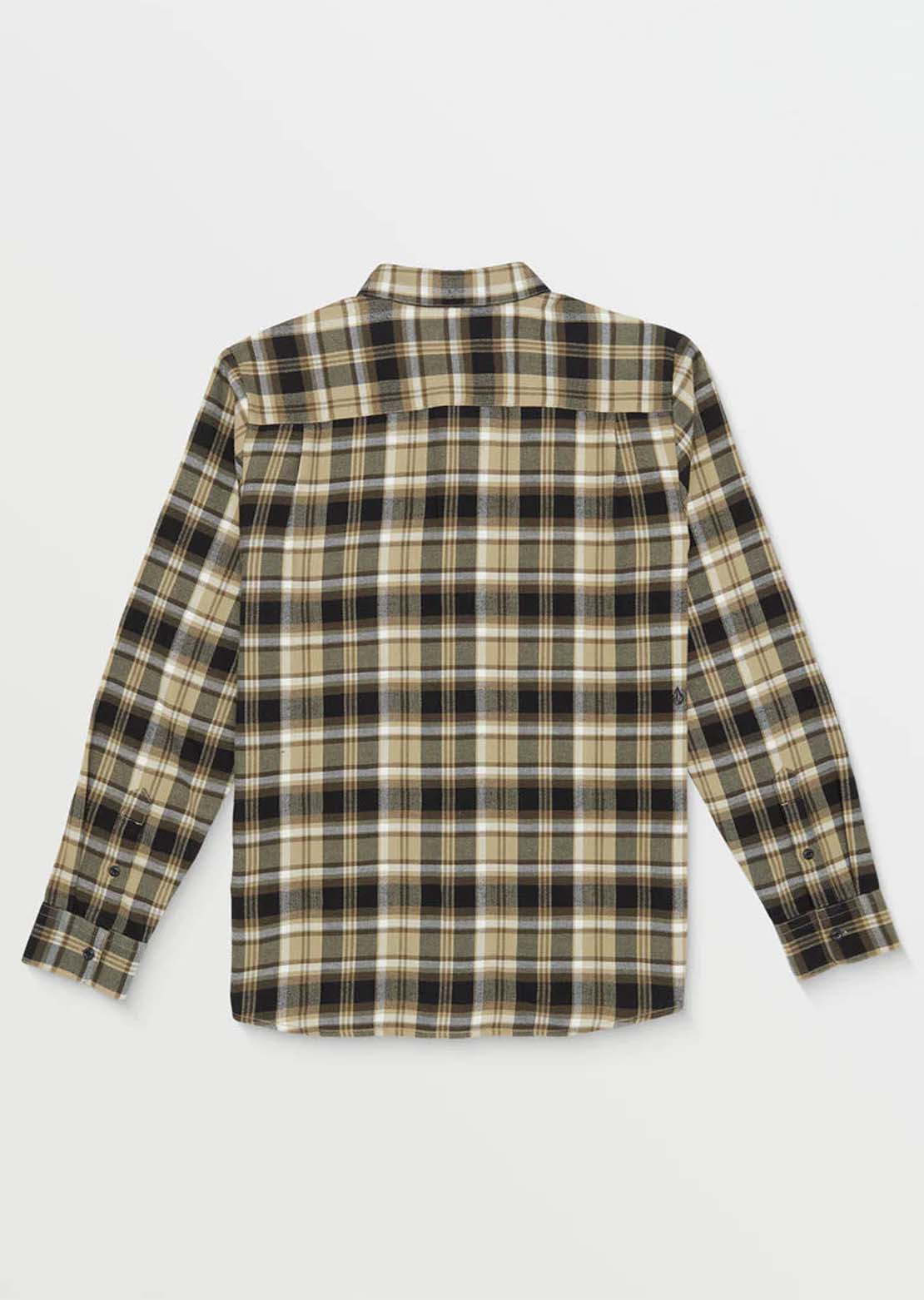Volcom Men's Caden Plaid Long Sleeve Button Up Shirt Khaki