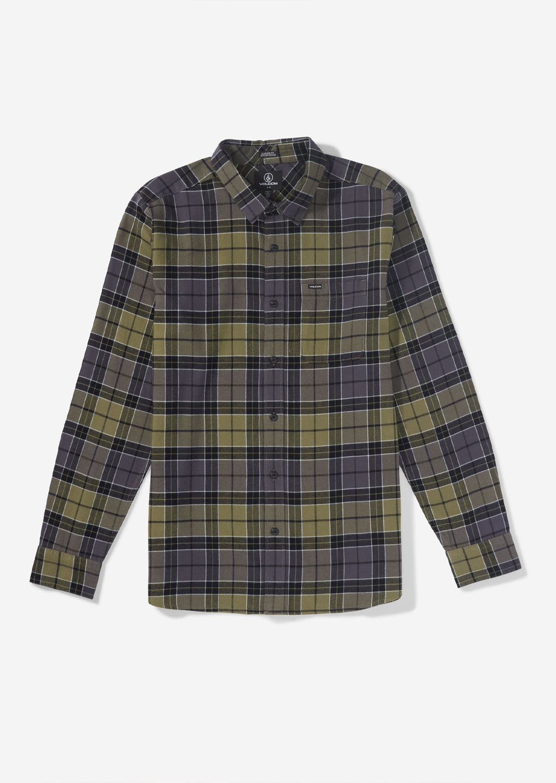 Volcom Men's Caden Plaid Long Sleeve Button Up Shirt Navy