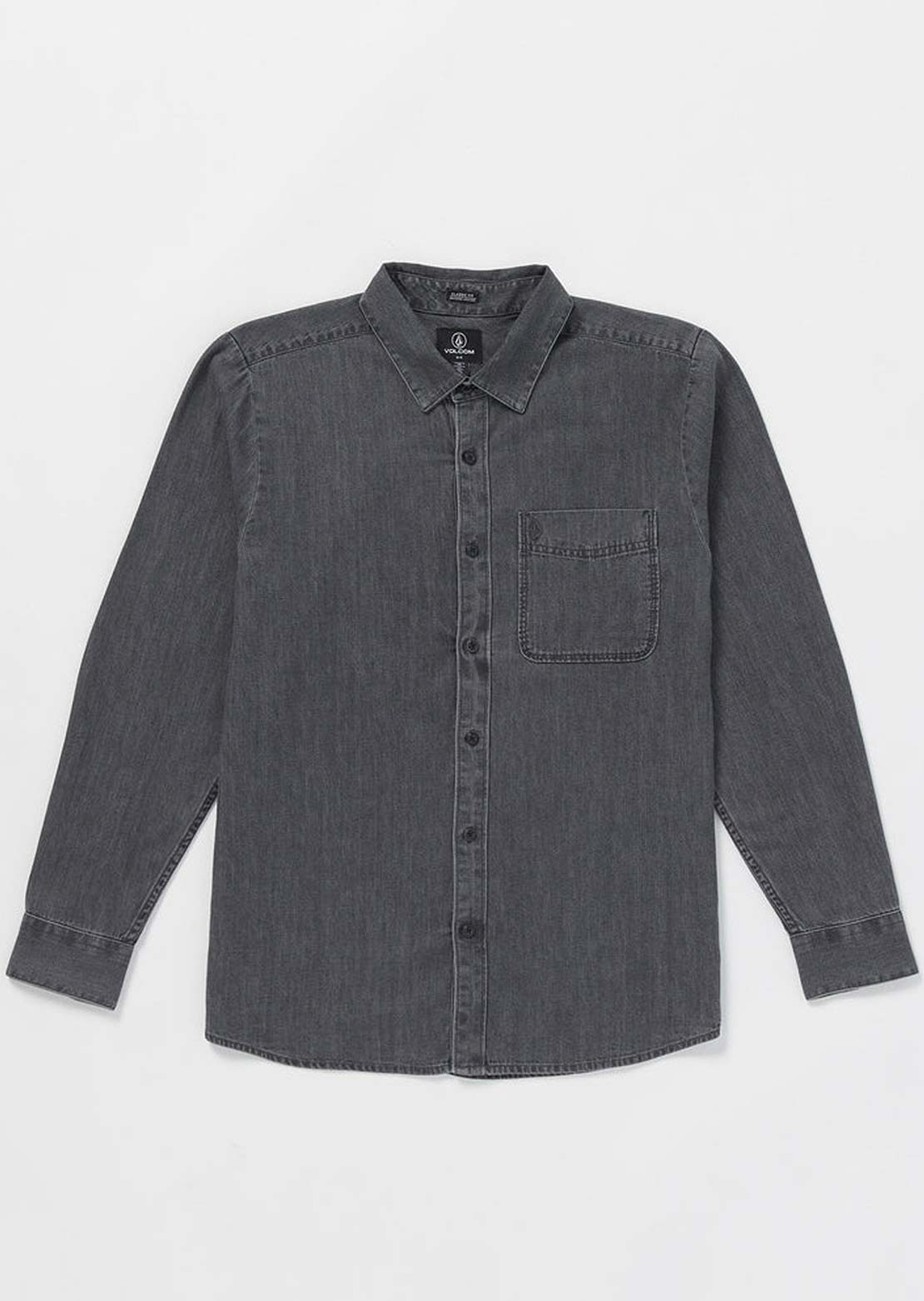 Volcom Men's Date Knight Button Up Shirt Stealth