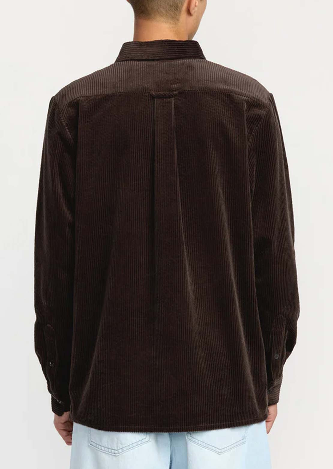 Volcom Men's Fostered Long Sleeve Button Up Shirt Cacao