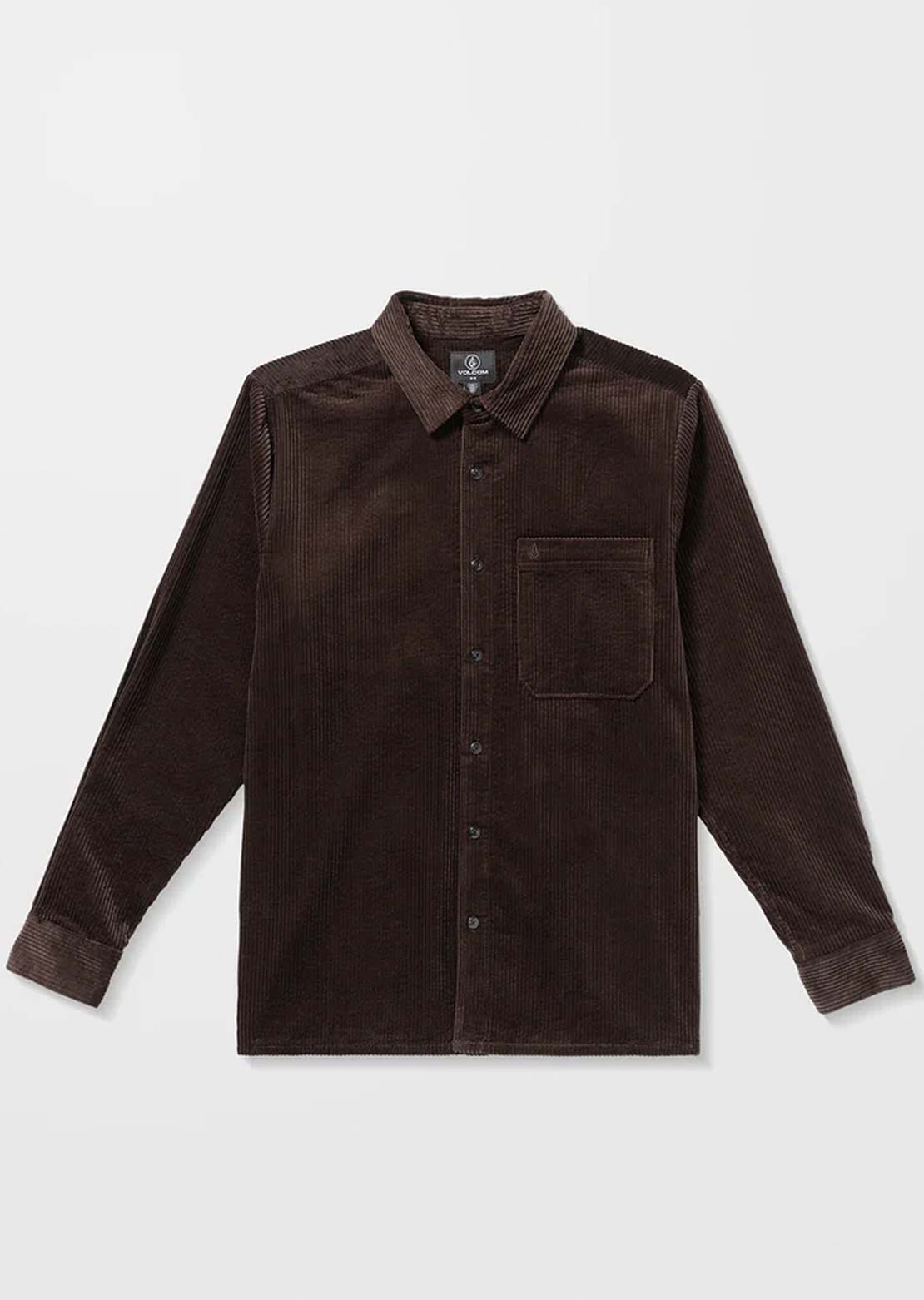 Volcom Men's Fostered Long Sleeve Button Up Shirt Cacao
