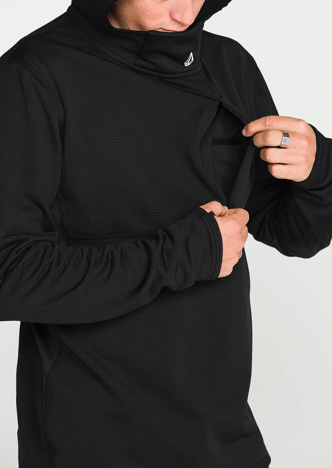 Volcom Men's Gridlock Pullover Hooded Fleece Black