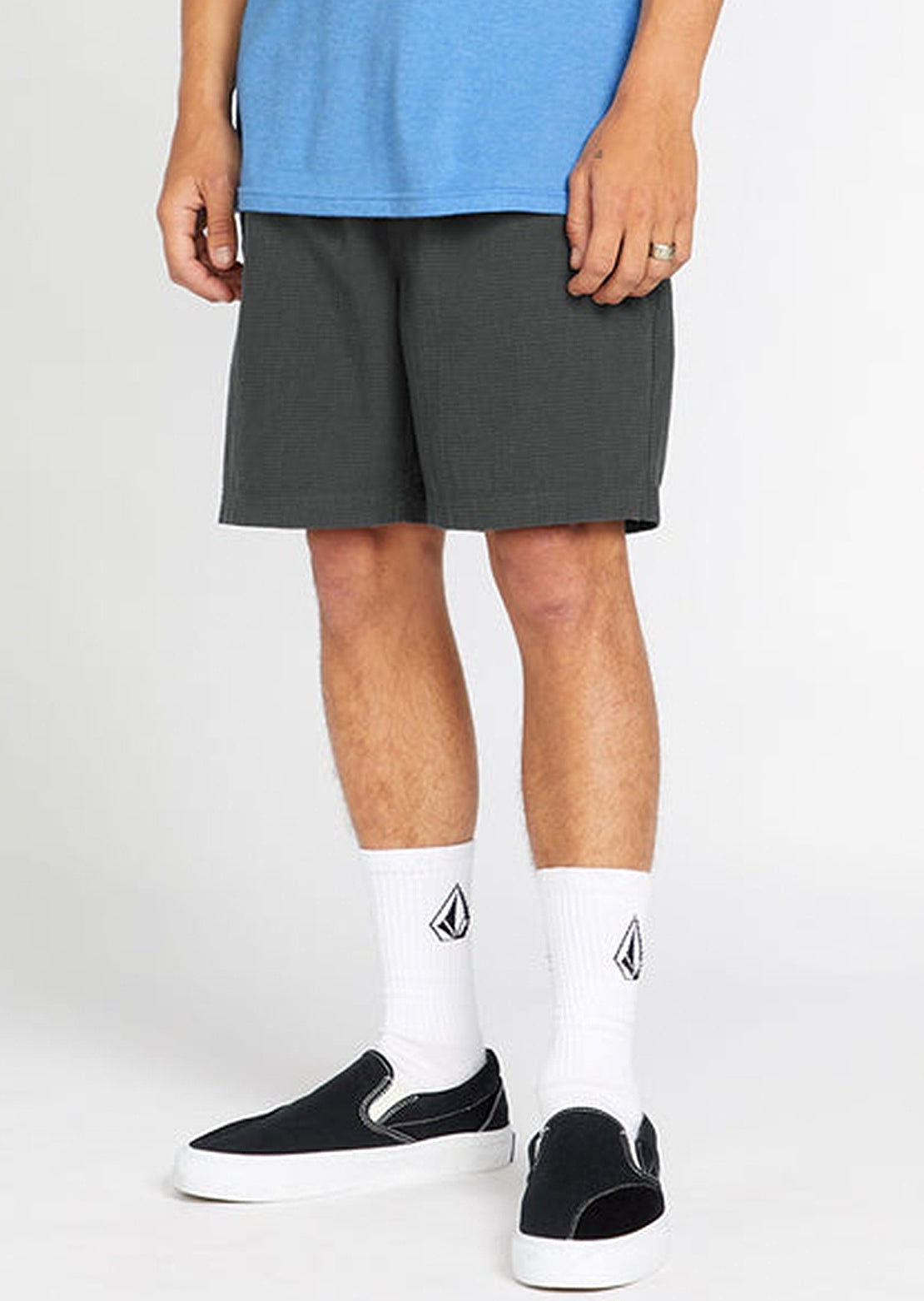 Volcom Men's High Stone Elastic Waist Short 18 Shorts Asphalt Black