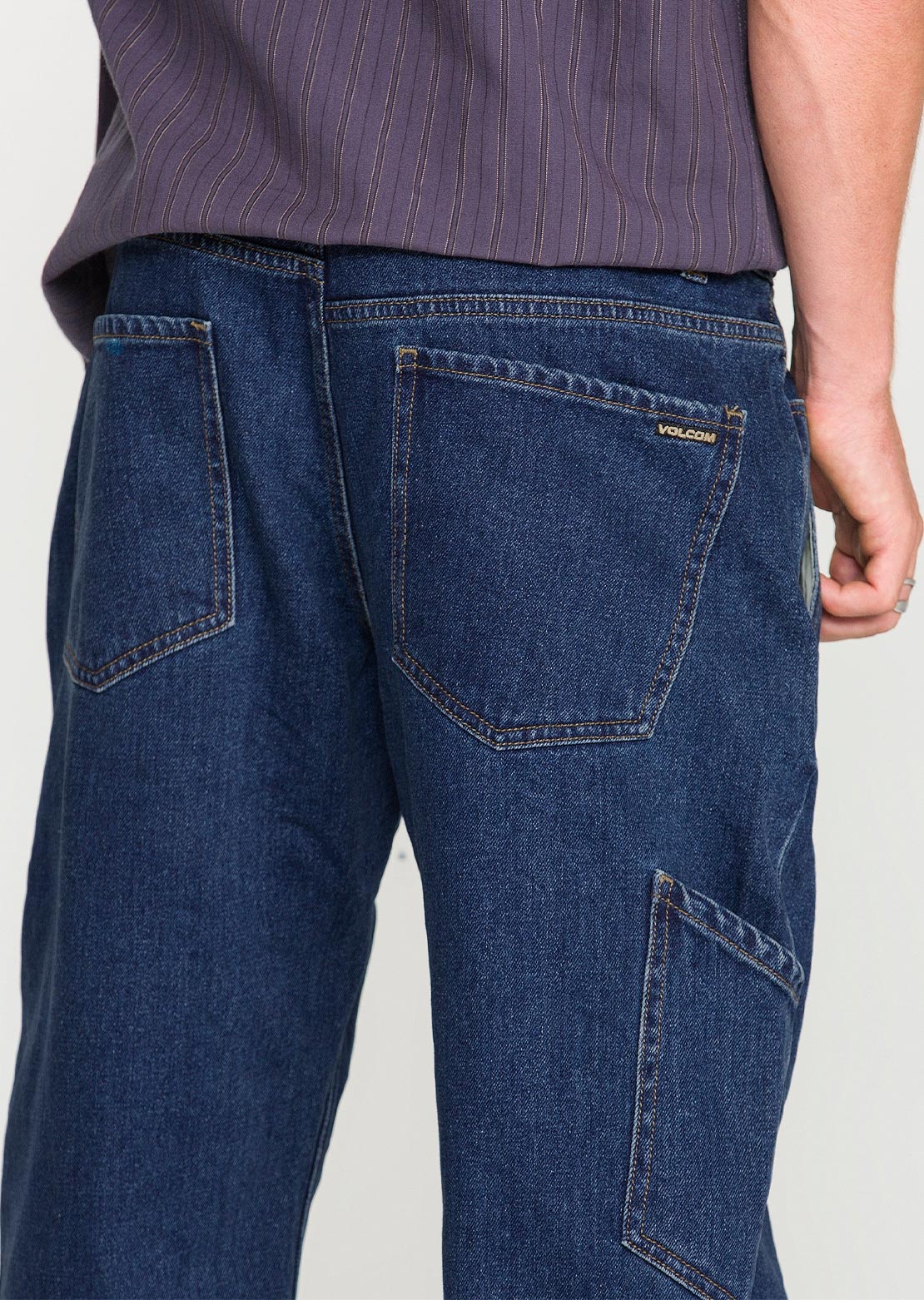 Volcom Men's Kinkade Utility Denim Pants Med Dark Indigo Blue