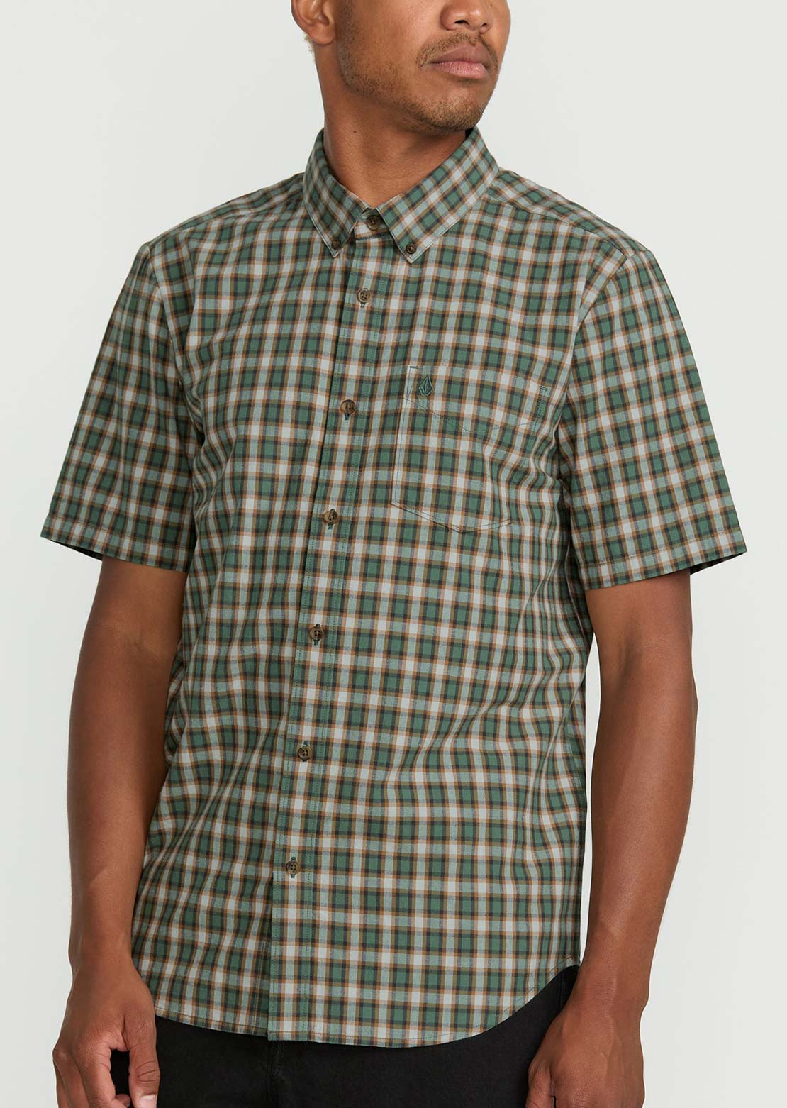 Volcom Men's Morphew Button Up Shirt Light Olive