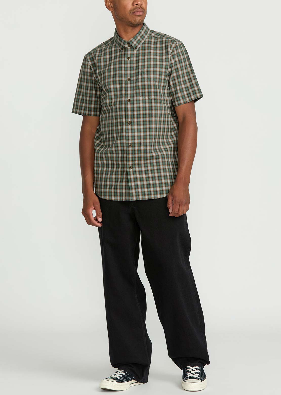 Volcom Men's Morphew Button Up Shirt Light Olive
