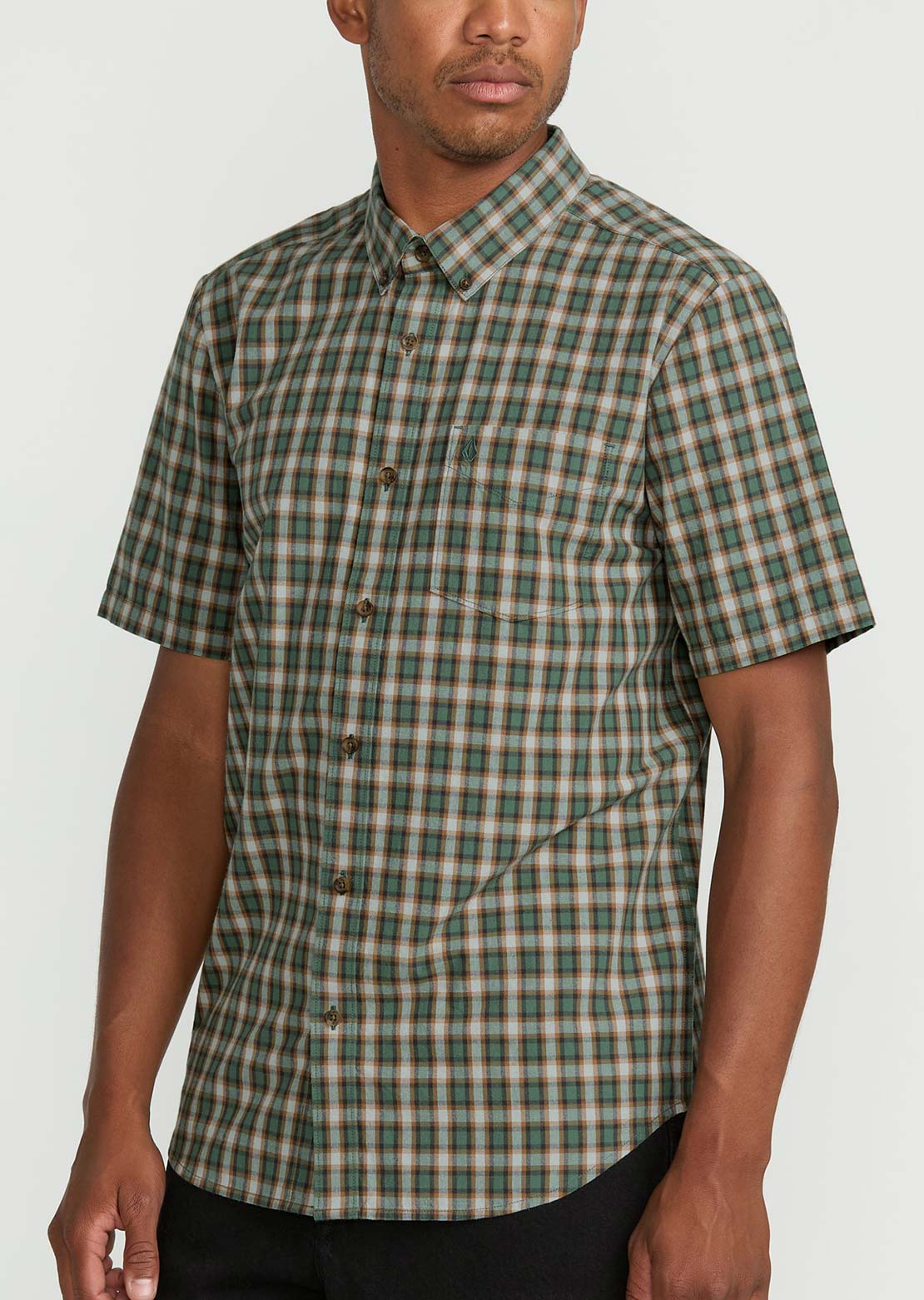 Volcom Men's Morphew Button Up Shirt Light Olive