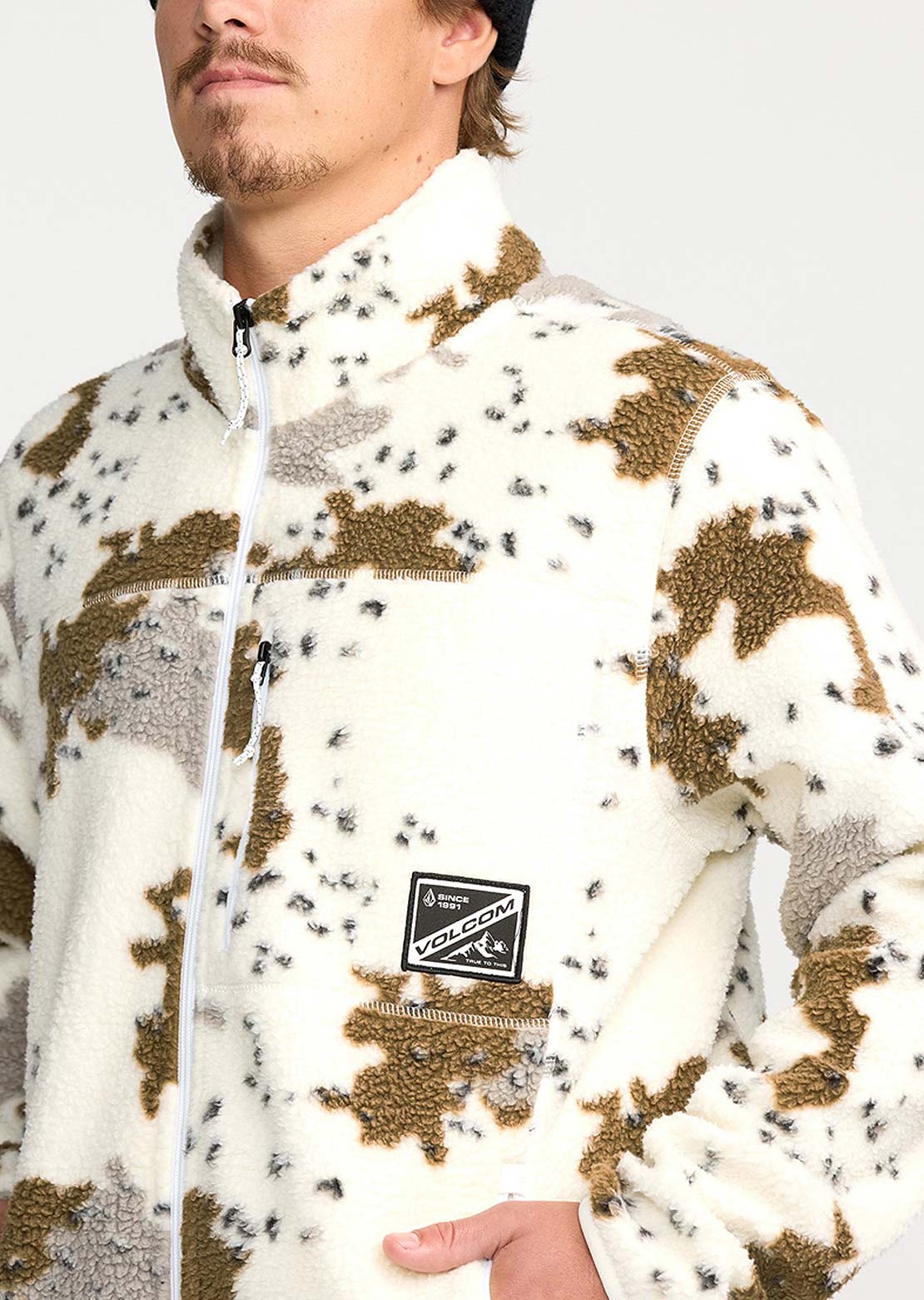 Volcom Men's Nelson Sherpa Full-Zip Fleece White
