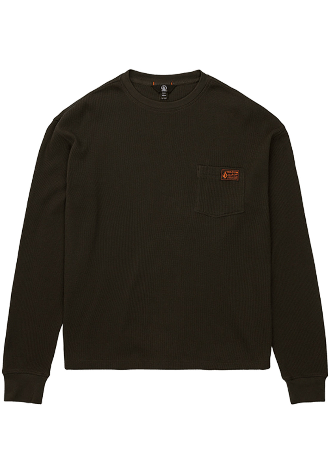 Volcom Men's Overtime Workwear Thermal Long Sleeve Rinsed Black