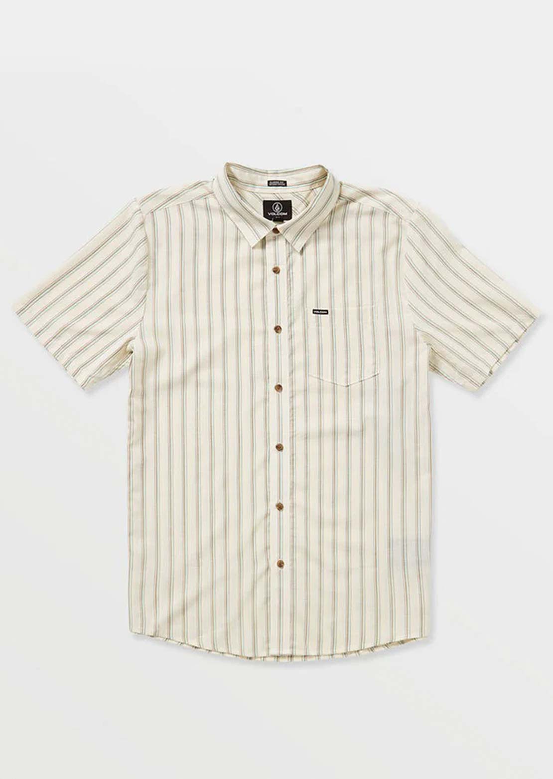 Volcom Men's Rambler Button Up Shirt Dirty White