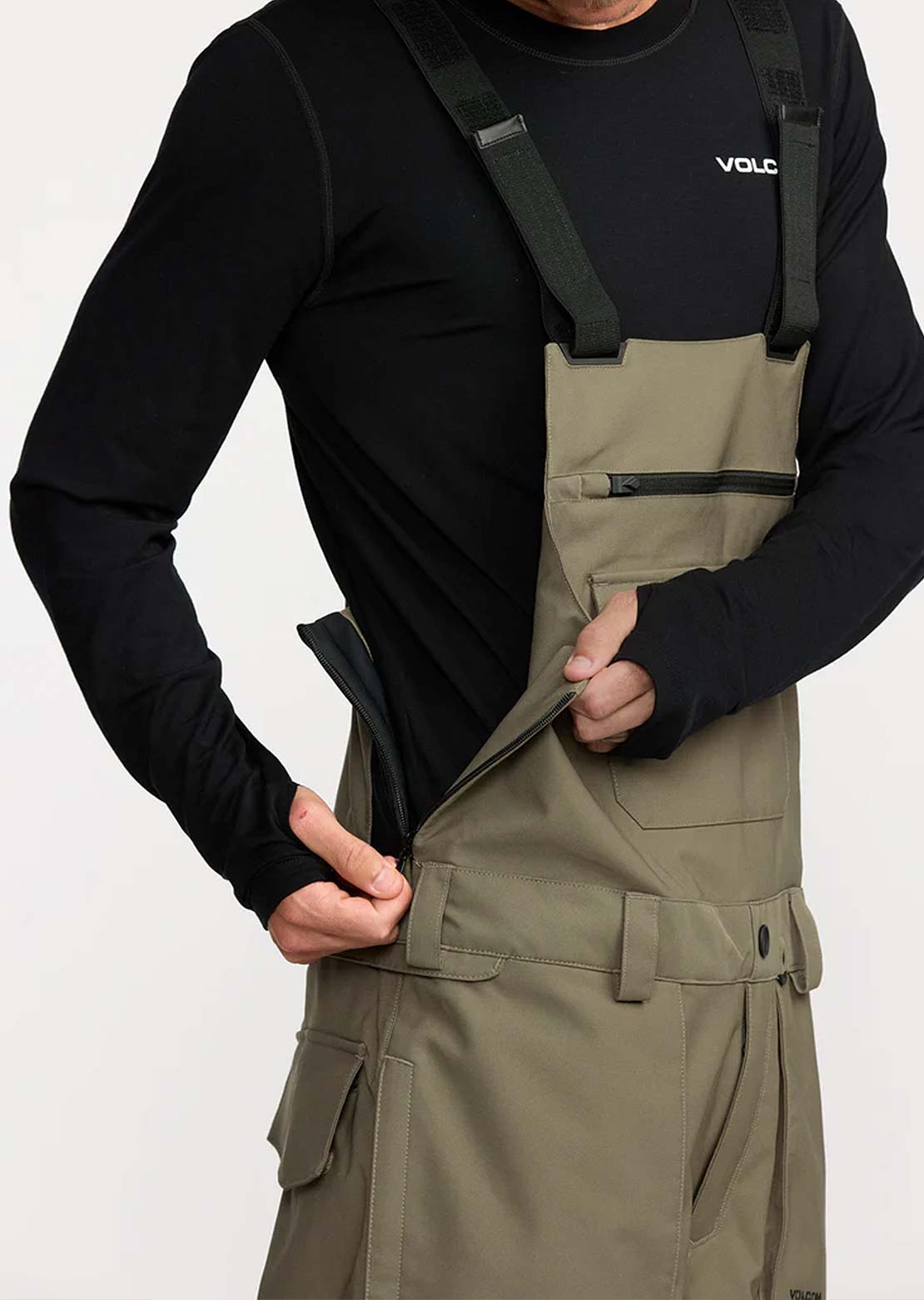 Volcom Men's Roan Bib Overall Pants Military